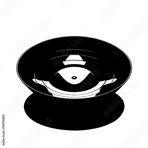 Modern black bowl with reflective surface, minimalist kitchenware