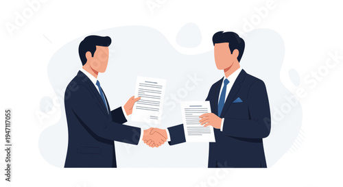 Businessmen shaking hands over contract, agreement, partnership, deal, success