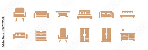 Stampico themed set of furniture symbols.