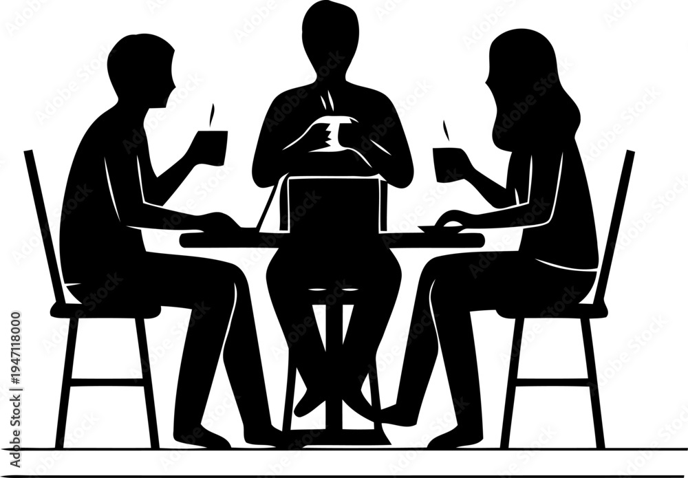 Fototapeta premium Coffee Shop Activity Silhouettes in vector.