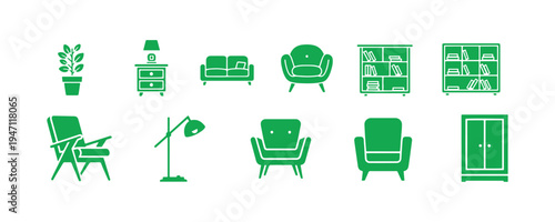 Furniture icon set included in the Stampico pack.