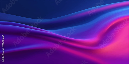Smooth flowing purple silk and satin fabric background with soft pink light waves and an abstract blue curve design creating a luxurious textile motion wallpaper illustration