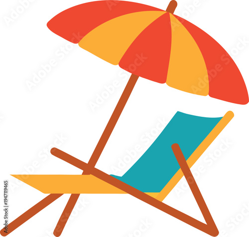 Beach chair with umbrella illustration 