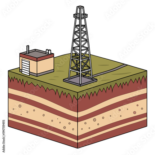 A drilling rig on a grassy surface
