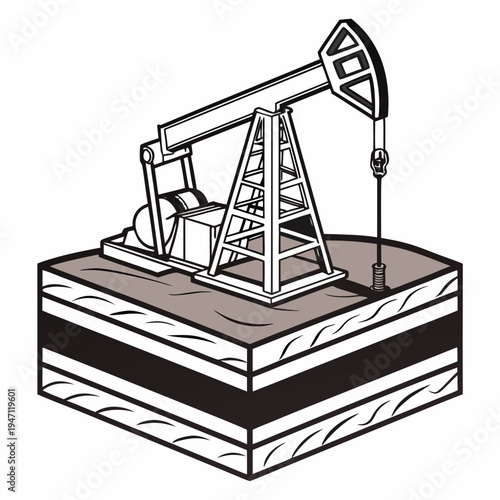 An oil pumpjack drilling into the ground