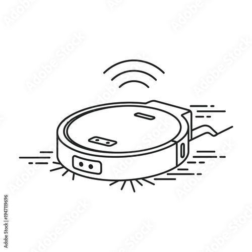 Robot vacuum cleaner in motion with wi fi signal emitting technology