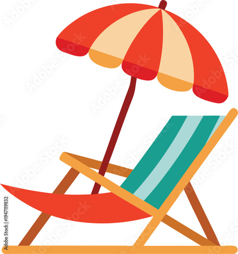 Beach chair with umbrella illustration 