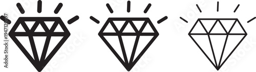 Diamond gemstone icon set vector for web and mobile app. diamond gems sign and symbol black style silhouette. Ring box icon. simple thin line icon vector illustration pack
Diamond gemstone icon set v
