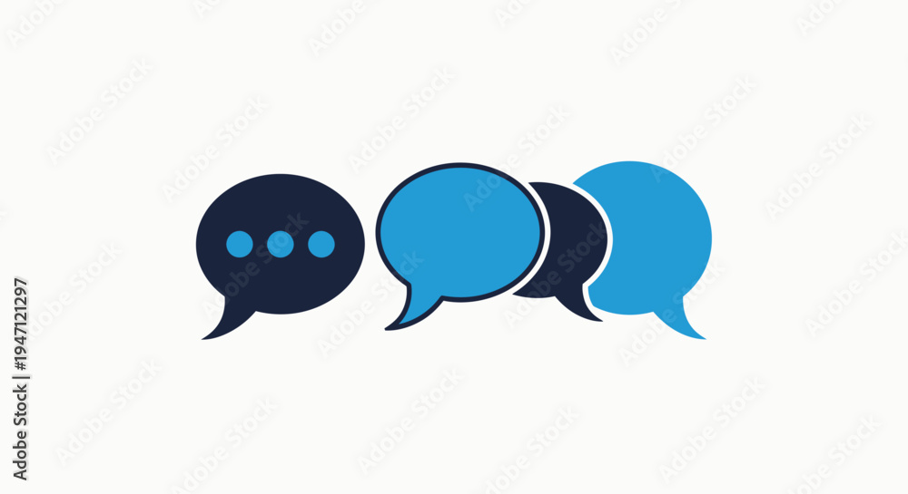 © Md - Speech bubble icons representing conversation, dialogue, and online chat communication © Md - Speech bubble icons representing conversation, dialogue, and online chat communication