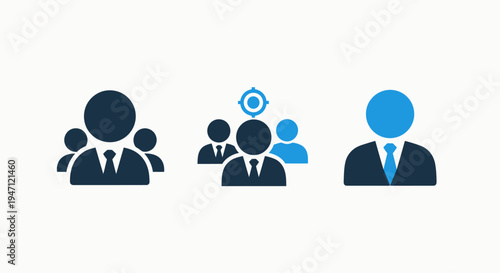Teamwork icon concept, group of people icons, target audience illustration, business collaboration and analytics