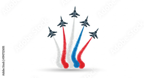 Military Jets Fly Patriotic Colors.