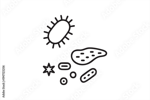 Minimal Bacteria and Virus Icon Representing Microbiology and Disease Study
