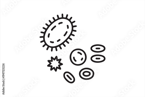 Bacteria Microbe Virus Line Icon Illustration for Microbiology and Medical Science