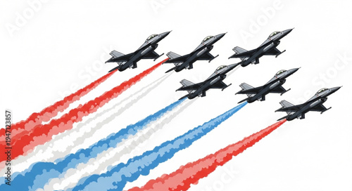 Military Jets Fly Formation Aerobatics.