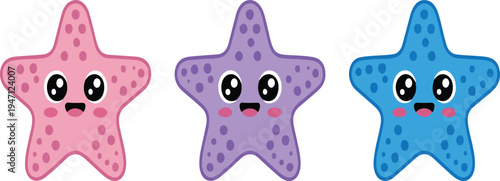 Cartoon colorful starfish sea creature isolated on white background marine life ocean animal vector illustration for aquatic design