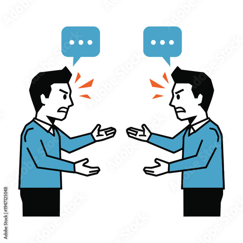 Two men arguing in anger with speech bubbles