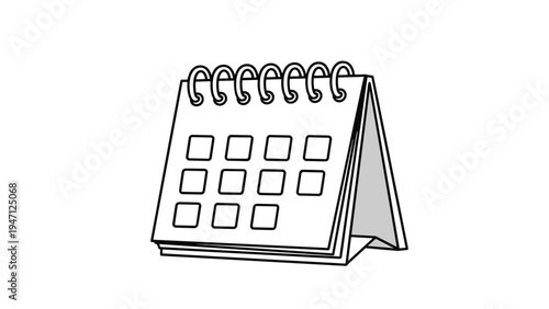 Desk calendar with spiral binding showing monthly dates on a white background for scheduling and appointment planning.