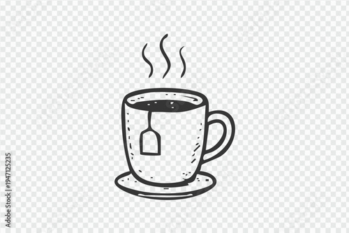 Steaming cup of tea with teabag