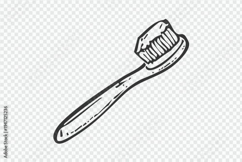 A black and white illustration of a toothbrush