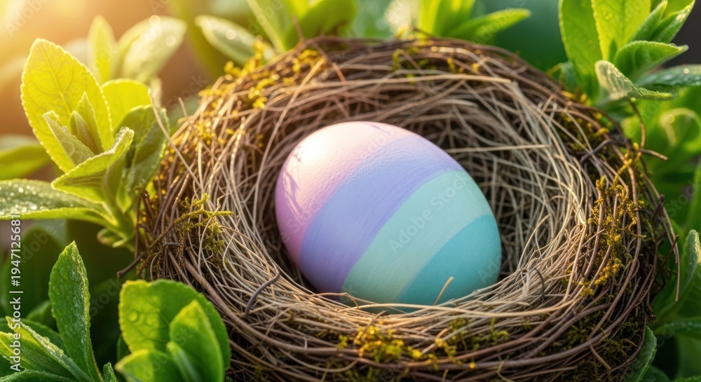 Obraz premium A pastel Easter egg in nest.