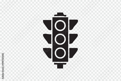 Traffic light icon with three white circles on black background