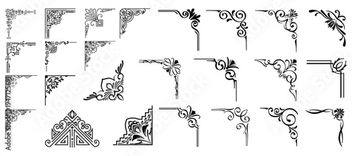 Vector illustration of decorative corner frame set. Vintage corner set. vector frame corners