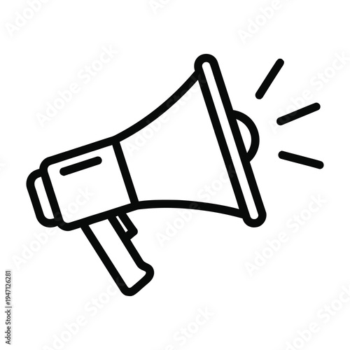 Megaphone announcing loudly with lines