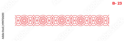 Rhinestone hotfix repeating circular and oval motifs design ideal for saree, ladies' suit, design for laser cutting, 2.2 mm hole size 6 ss.