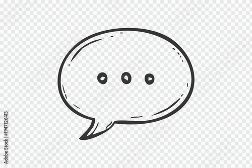 A simple black and white speech bubble icon with an ellipsis