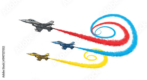 Military jets flying in formation.