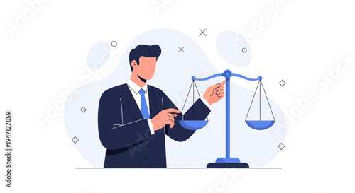 Lawyer with Scales of Justice, Symbol of Law and Legal System