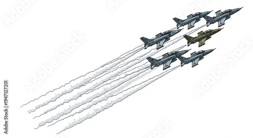Military jets flying in formation.