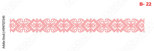 Rhinestone hotfix repeating border design with floral and geometric pattern, ideal for saree, ladies' suit, design for laser cutting, 2.2 mm hole size 6 ss.