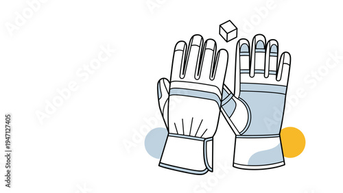 Pair of durable white and blue work gloves used for hand protection in construction, gardening, or industrial jobs.