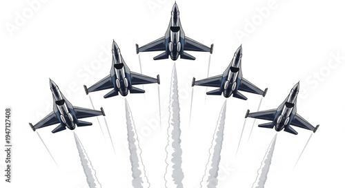 Military jets flying in formation.