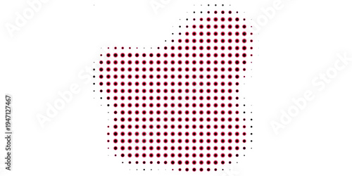 Abstract Dotted Map Shape with Red and Black Pattern.