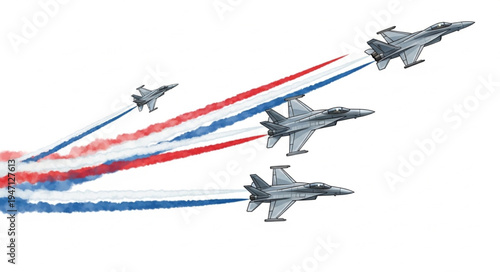 Military jets flying in formation.