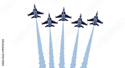 Military jets flying in formation.