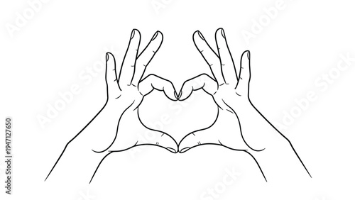 Two human hands coming together to form a heart symbol using fingers to represent love, care, and friendship.