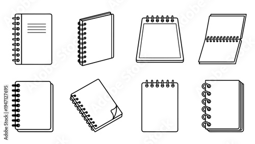 Spiral Notepad Vector Icons Minimal Flat Stationery Illustration Isolated on PNG Background, spiral notepad, spiral notebook, notepad icon, notebook icon, stationery icon, office stationery, notepad, 