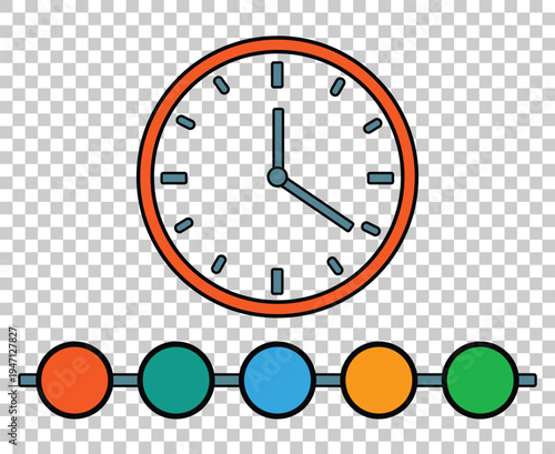 Colorful countdown timer with beads vector illustration flat design clock graphic
