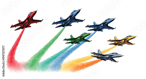 Military Jets Flyby Formation.