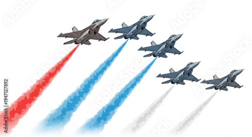 Military Jets Flyby Formation.