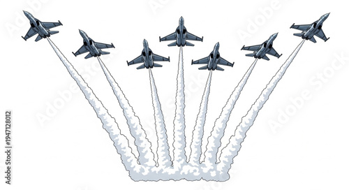 Military Jets Flyby Formation.