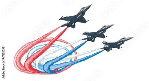 Military Jets Flyby Formation.