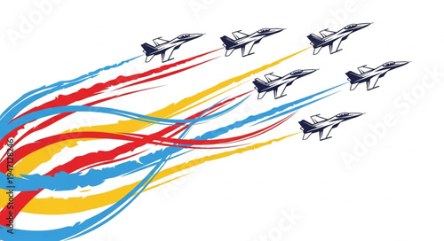 Military Jets Flyby Formation.