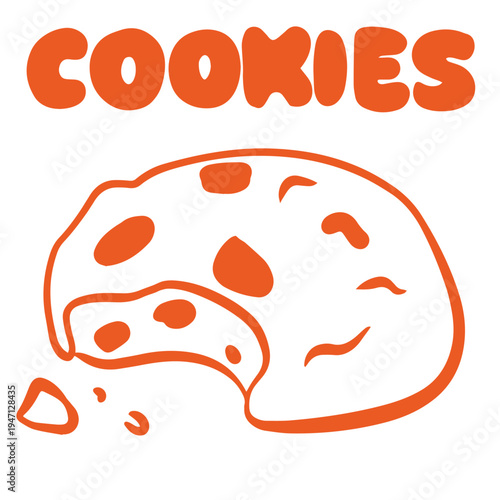 Cookies hand drawn doodle with bitten chocolate chip cookie bakery dessert illustration
