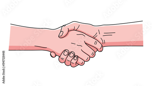 Two human hands meeting in a handshake representing a business deal, agreement, partnership, or friendly greeting.