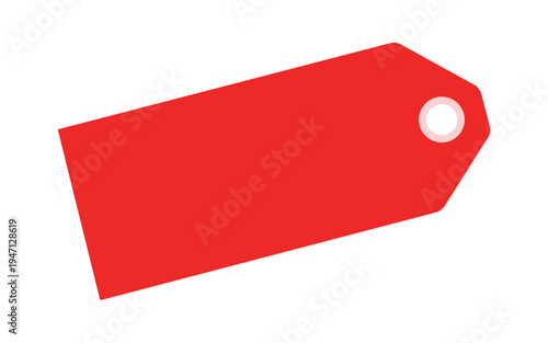 Red price tag illustration with white hole isolated on plain white background art