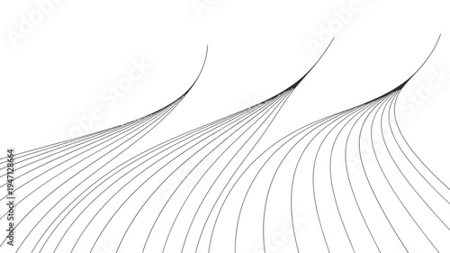 A minimalist black and white abstract rendering depicts several curved lines converging towards a vanishing point creating a sense of depth high quality professional detailed modern